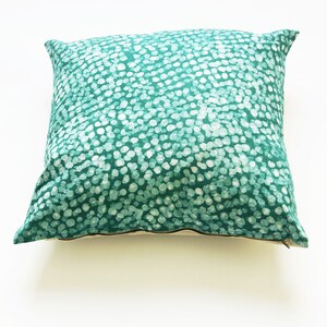 Emerald Green Linen Pillow Cover- Dot Pattern- Handprinted Batik Fair Trade African Textile- 20x20 SquareThrow Pillow Cover