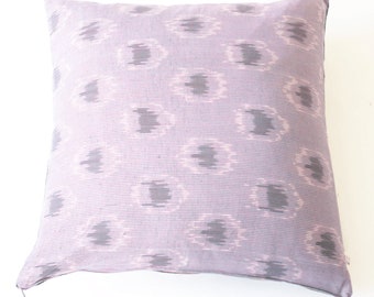 Purple Peacock Cotton Ikat Square Pillow 22 x 22