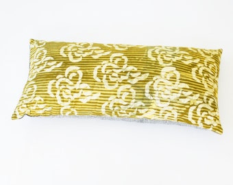 Maize Gold Sea Swirls Batik Cotton Lumbar Pillow 12 x 24