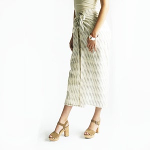 Wide Leg Cotton Pants- White Grey Stripe- Ikat Wrap Pants- Palazzo Pants- Wide Leg Trousers