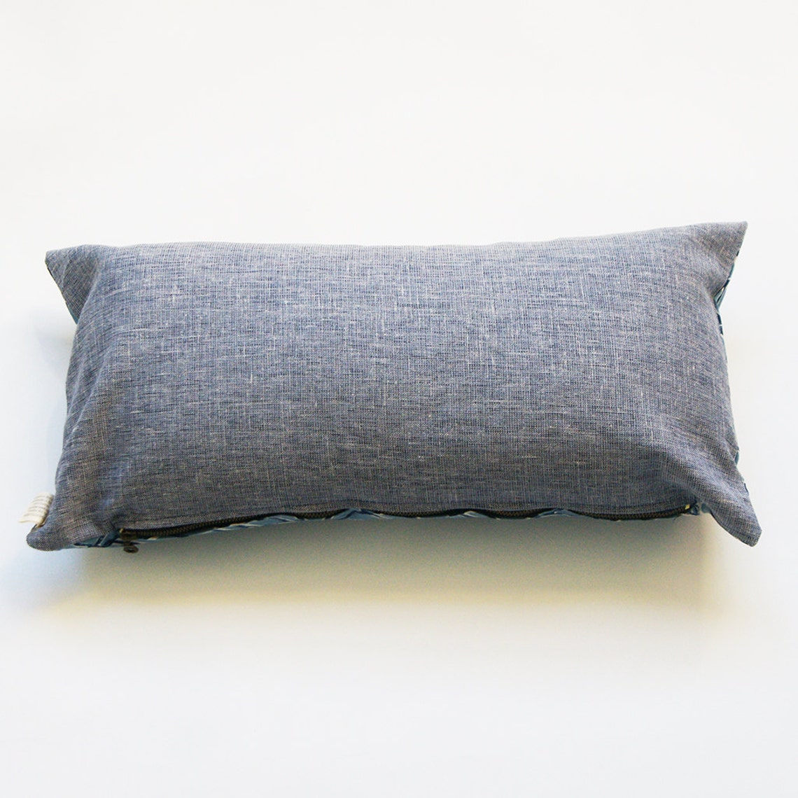 Indigo Blue Leaf Lumbar Pillow Shamhand Block Printed 12x24 Cotton