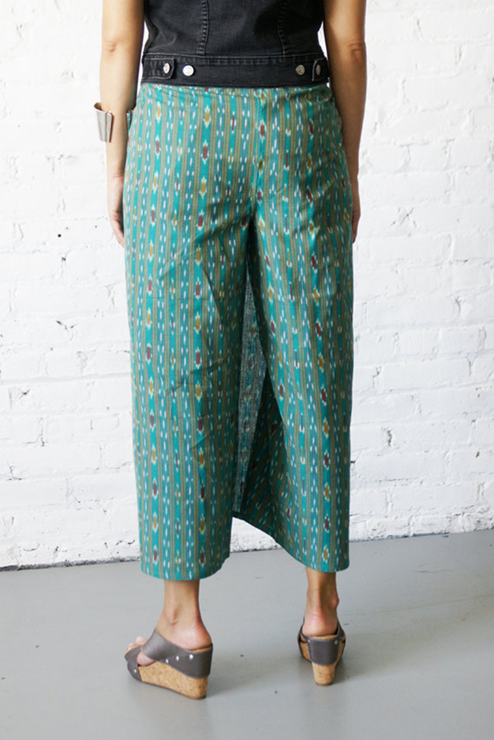 Aqua Teal Green Wide Leg Wrap Pants Palazzo Pants Cotton - Etsy