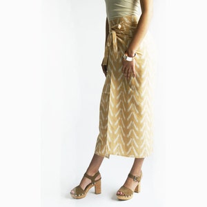 Wide Leg Cotton Pants- Beigey Peach Ikat Wrap Pants- Palazzo Pants- Wide Leg Trousers