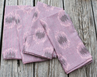 Purple Peacock Cotton Ikat Napkin Set of 4