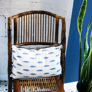 White Green + Yellow Ikat Leaf Lumbar Toss Pillow 12 x 18