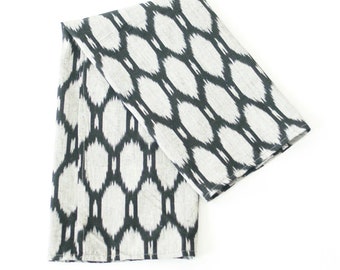 White Oval Cotton Ikat Tea Towel