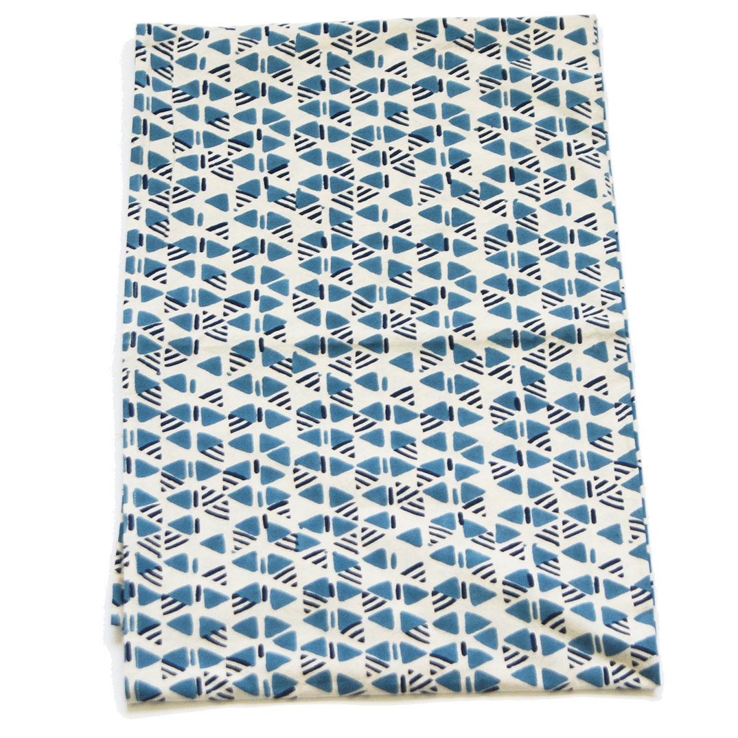 Cotton Block Print Tablecloth Indigo Blue Triangle Geometric - Etsy
