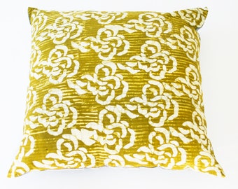 Maize Gold Sea Swirls Batik Cotton Lumbar Pillow 22 x 22