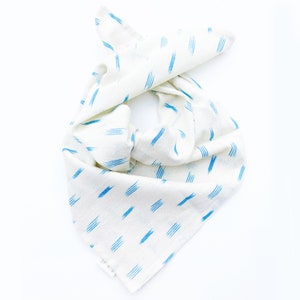 Ikat White Blue Dash Hand Dyed Bandana