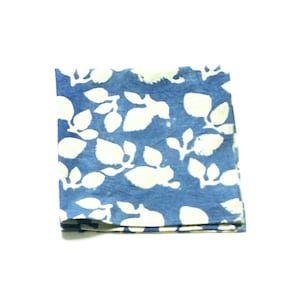 Cotton Block Print Napkin-Indigo Blue Leaf Pattern- Set of 4