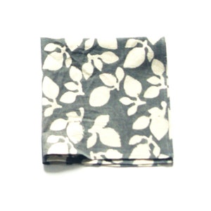 Baumwolle Block Druck Serviette - grau Blatt Muster - Set von 4