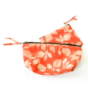 Gift Set: Orange Leaf Cosmetic Bag Zipper Pouch