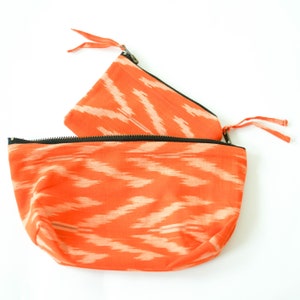 Tangerine Tulip Cotton Ikat Zipper Pouch Gift Set