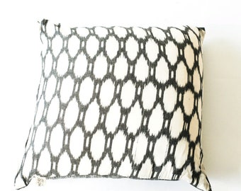 White Oval Cotton Ikat Pillow Square 20 x 20