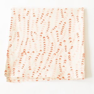 Orange, Pink, White Leaf Vine Cotton Blockprinted Dinner Napkin Set of 4