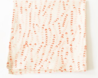 Orange, Pink, White Leaf Vine Cotton Blockprinted Dinner Napkin Set of 4