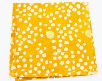 Maize Gold Coral Dot Batik Block Printed Cotton Napkins Set of 4