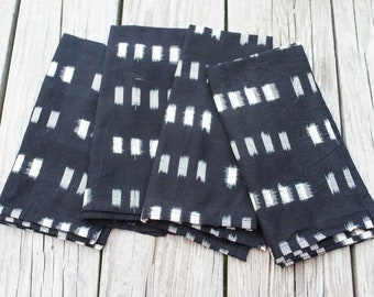 Black White Check Cotton Ikat Napkin Set of 4