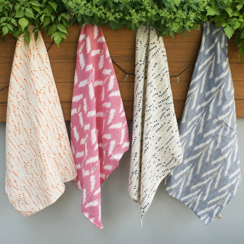 Periwinkle Blue Tulip Cotton Ikat Woven Tea Towel Etsy