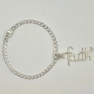 Sterling Silver Faith Charm Bracelet: Adjustable Christian Jewelry