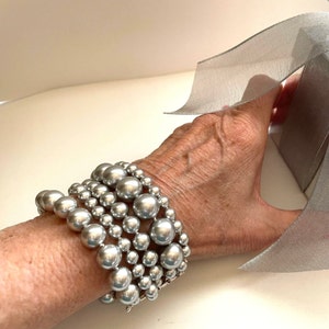 Silver Swarovski Pearl Bracelet: Sterling Silver Clasp, Multi Strand