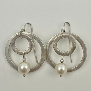 Freshwater Pearl Sterling Silver Hoop Earrings: Handmade Dangle Jewelry