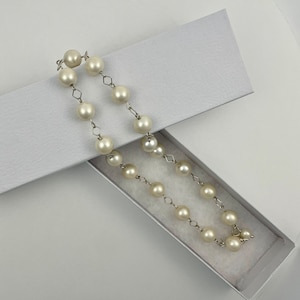 Champagne Pearl Necklace, Pearl Choker Accessory, Adjustable Pearl Necklace, Cream Pearl Jewelry, Summer Choker Pearl Necklace Silver Clasp