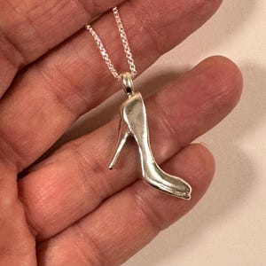 Stiletto High Heel Shoe, Sterling Silver Stiletto Charm, Gift for High Fashion Sister,  Fashionista Charm  Necklace, Girlfriend Christmas