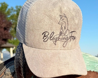 Custom Burned Suede Trucker Style Baseball Hat | Hand Burned Western Trucker Hat | Custom Cowboy Hat