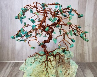 Custom Mini Bonsai Crystal Gem Tree Pick Your Gems Wire Color Rock Base, Birthstone Tree for Family, Copper Anniversary Wedding Decorer