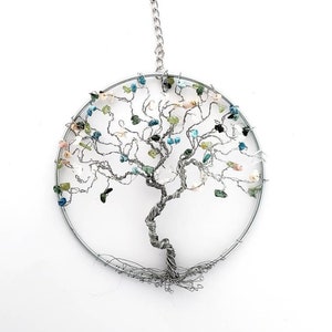 Custom Crystal Tree Suncatcher, Birthstone Family Tree Decor, Anniversary Gift, Birthday Gift, Colorful Window Suncatcher, Spiritual Gift