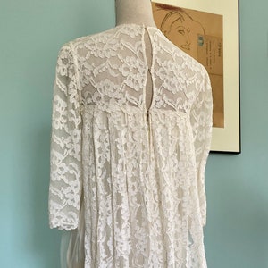 Sweet 60s/70s White Lace Satin & Net Sheath Wedding Dress With Train - Etsy
