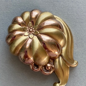 Große vergoldete Sterling Victorian Edwardian Jugendstil Blumen Brosche