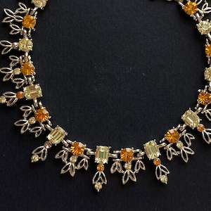 MCM Citrine & Topaze Strass et Gold Tone Metal Choker Collier