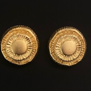 Elegant & Understated Matte Gold Dimensional Button Clip On Earrings