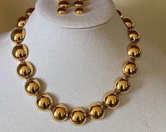 Fabulous MONET 18K Gold Plated Necklace & Drop Earring Set