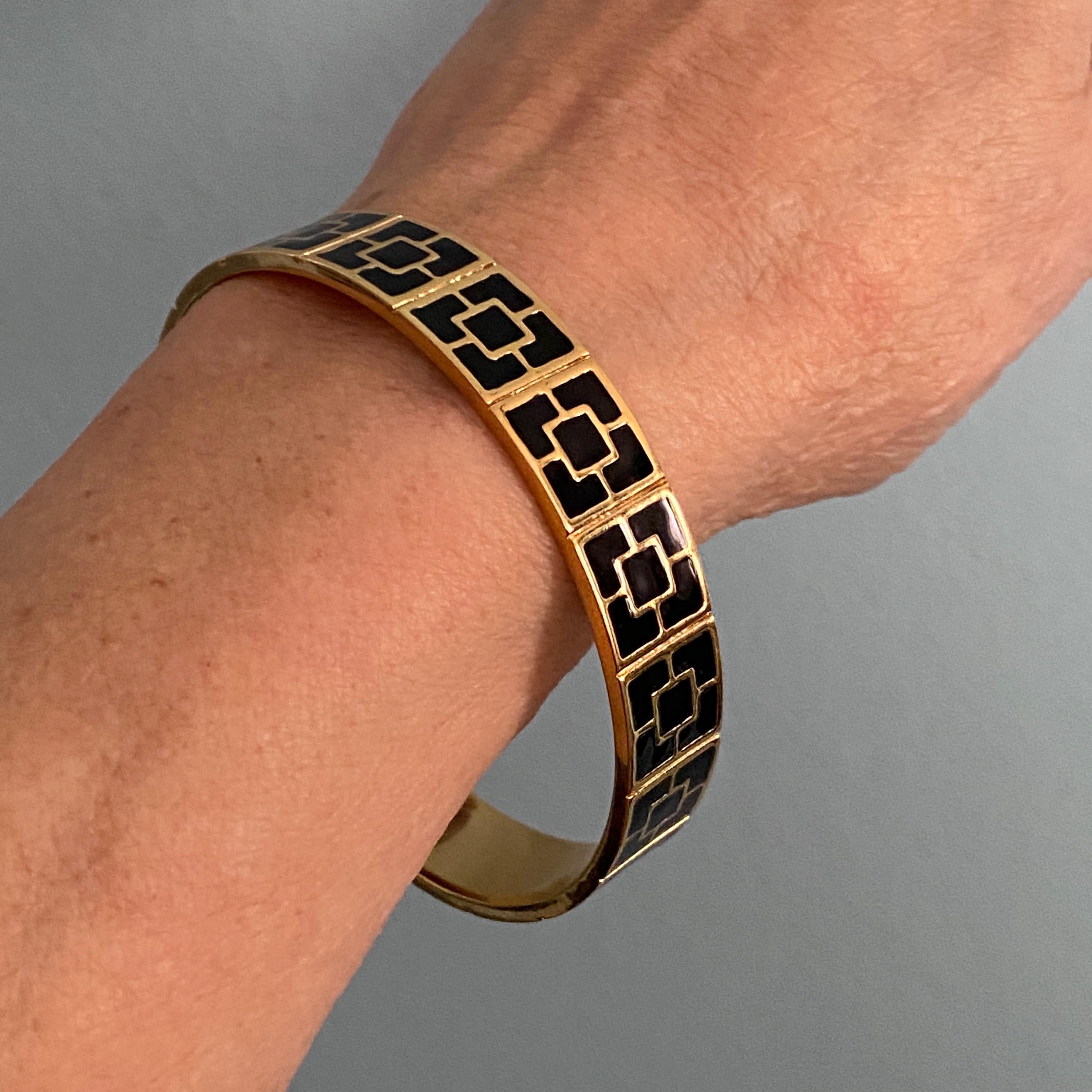 Sleek & Elegant TRINA TURK Black Enamel on Gold Cloisonné Bangle