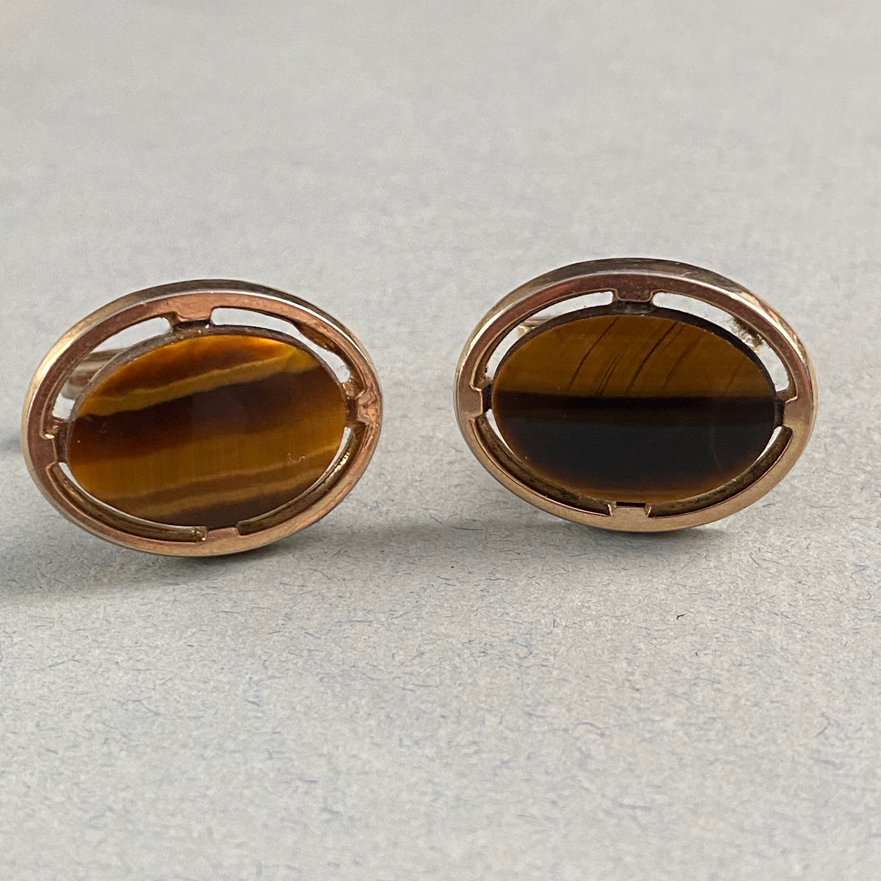 Boutons De Manchette Vintage Dorés Ovales Avec Effet Kaléidoscopique - 2,5 X 1,5 Cm, Occasion Très Bon état