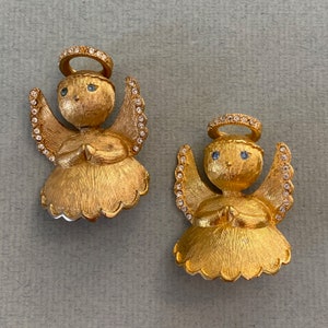 Signed ULTRA Gold Blue-Eyed Christmas Angel Pins