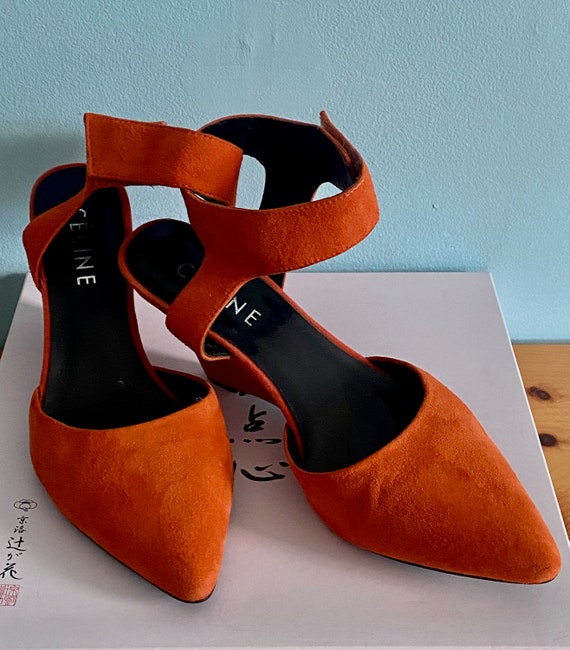 Poppy, burnt-orange low chunky heel wedding shoes and bag set | Mary Shoes