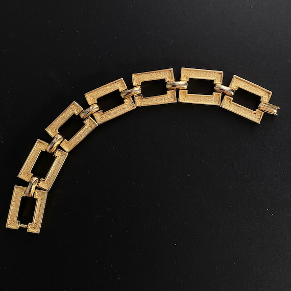 Chunky Textured Gold Plated Rectangular Link Unis… - image 2