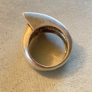 Chunky Artisanal Sterling Silver Modernist Architectural Statement Ring