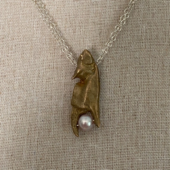 Artisan Made Cast Solid Bronze & Real Pearl Lobst… - image 3