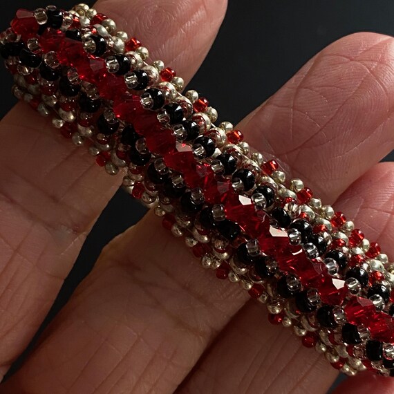 Dramatic & Sleek-looking Art Deco Ruby Red, Black… - image 4
