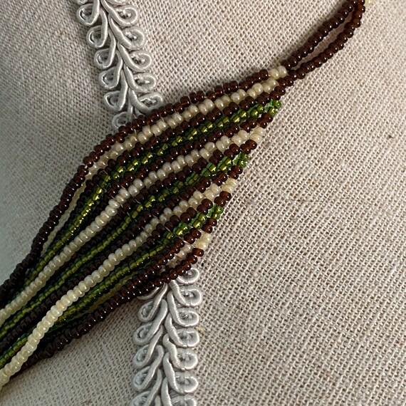 Elegant Art Deco Style Brown, Green & Cream Seed … - image 5