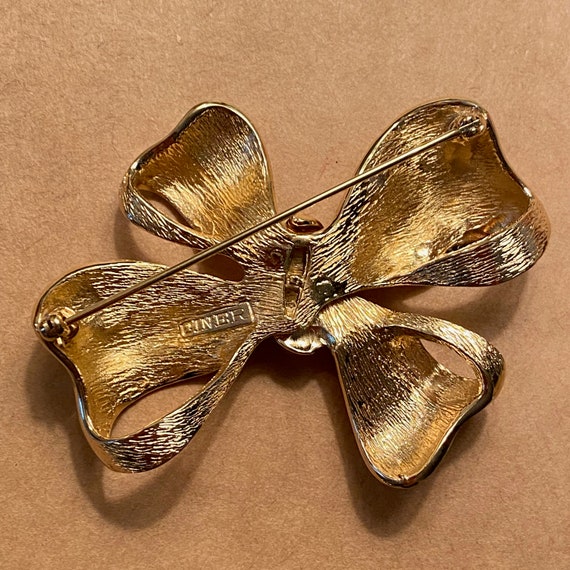 Large Classic CINER Gold Plated Bow Brooch - image 3