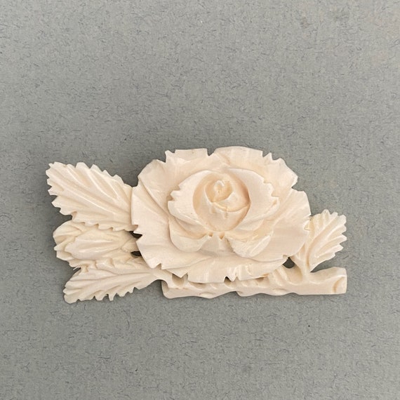 Sweet Molded Celluloid Rose Brooch - image 1