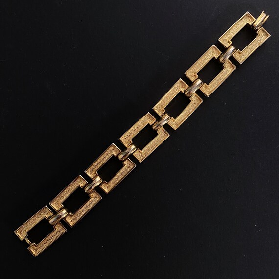 Chunky Textured Gold Plated Rectangular Link Unis… - image 3