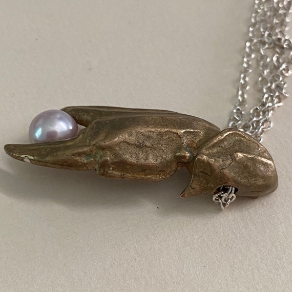 Artisan Made Cast Solid Bronze & Real Pearl Lobst… - image 10