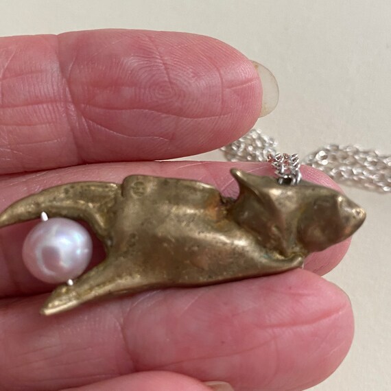 Artisan Made Cast Solid Bronze & Real Pearl Lobst… - image 9